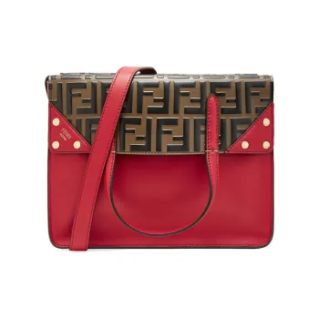 FENDI Calfskin Tote Bag, Shopping Bag, Handbag, Shoulder Bag Women's Red