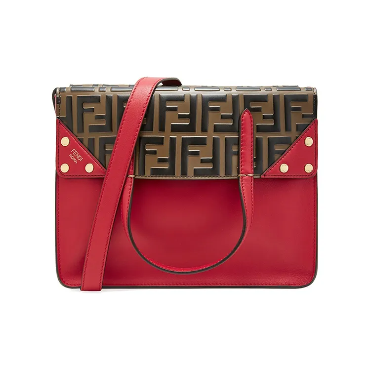 FENDI Calfskin Tote Bag, Shopping Bag, Handbag, Shoulder Bag Women's Red-0