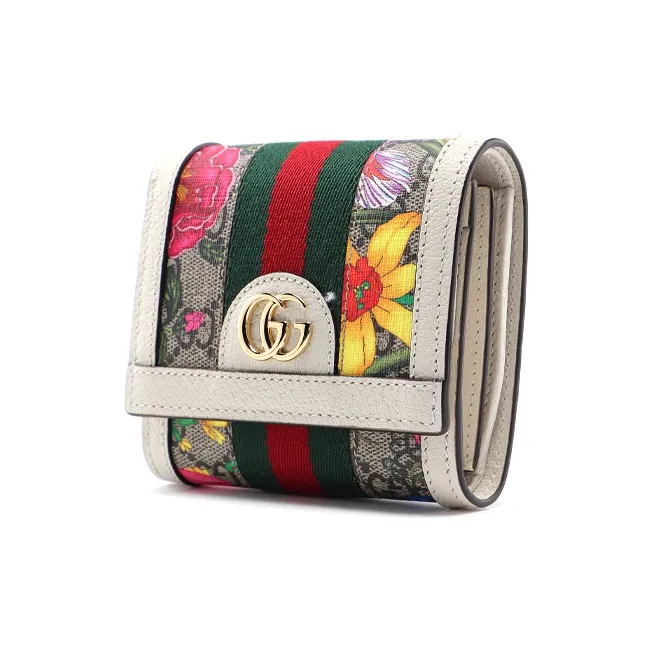 GUCCI Ophidia Canvas With Leather Wallet Women's Ebony/White/Multicolor-1