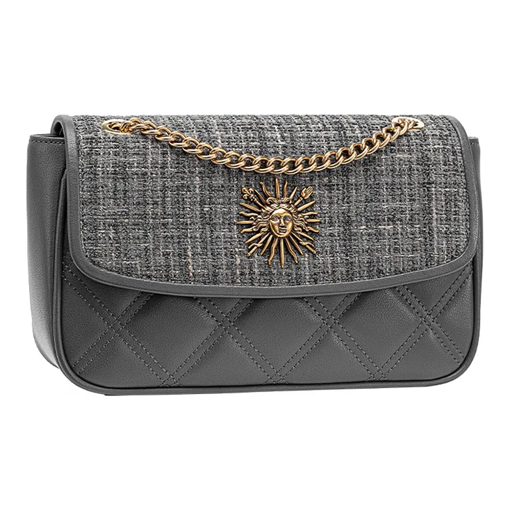 VANESSA HOGAN Fabric Genuine Leather Mahjong Pochette Shoulder Bag Crossbody Bag Regular Women's Gray-1