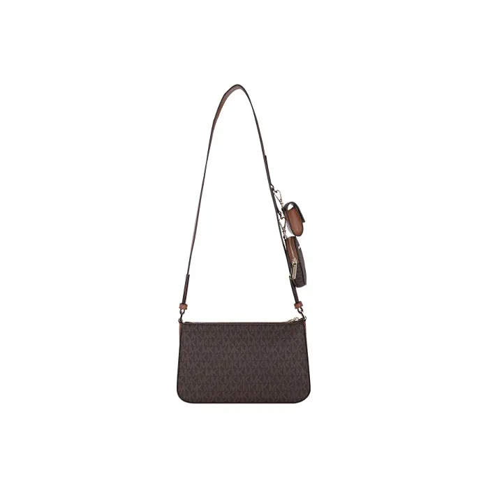MICHAEL KORS Jet Set Travel Leather Shoulder Bag, Crossbody Bag Women's Dark Brown & Leather Brown-3