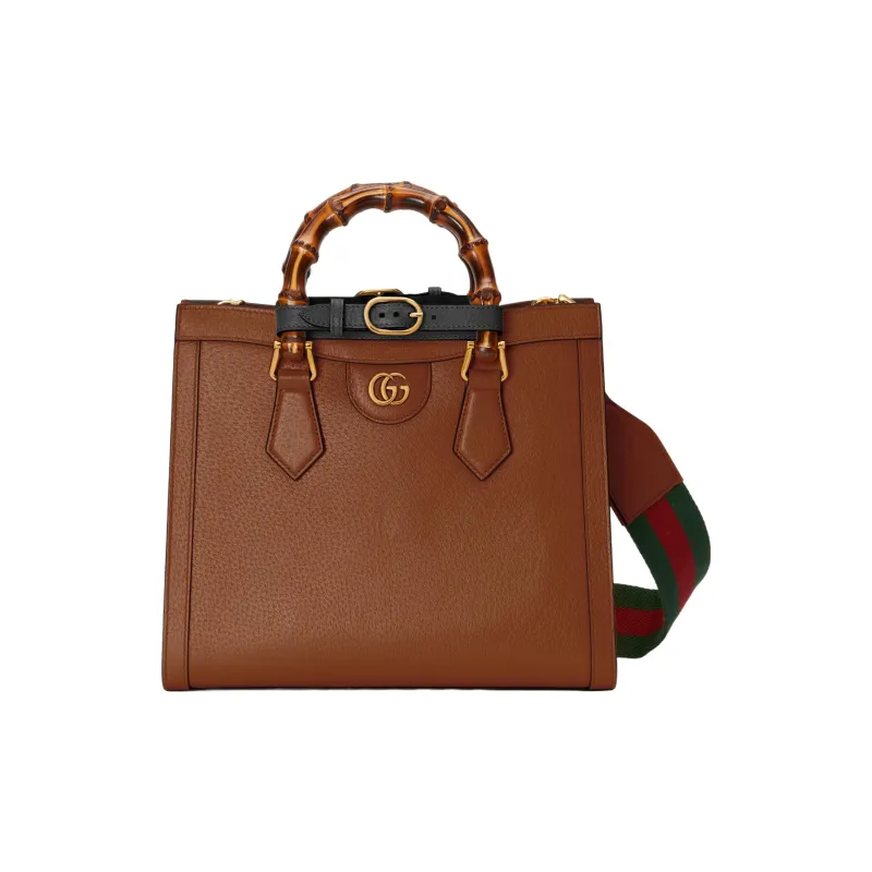 GUCCI Diana Leather Tote Bag Shopping Bag Shoulder Bags Handbags Small Size Unisex Brown-1
