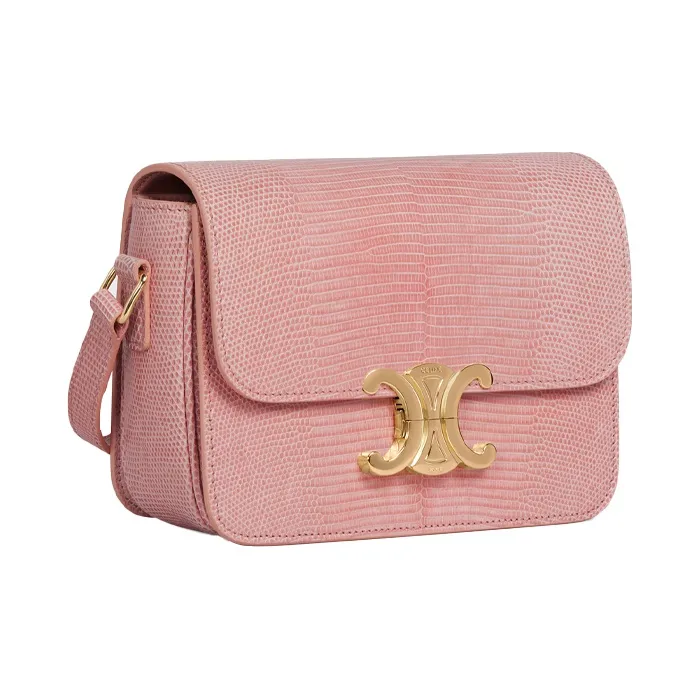 CELINE Triomphe Shiny Cow Leather Crossbody Handbag Shoulder Bag Women's Light Pink-1