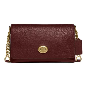 COACH Crosstown Pebbled Leather Small Square Bag Shoulder Bag Crossbody Bag Medium Size Women's Red