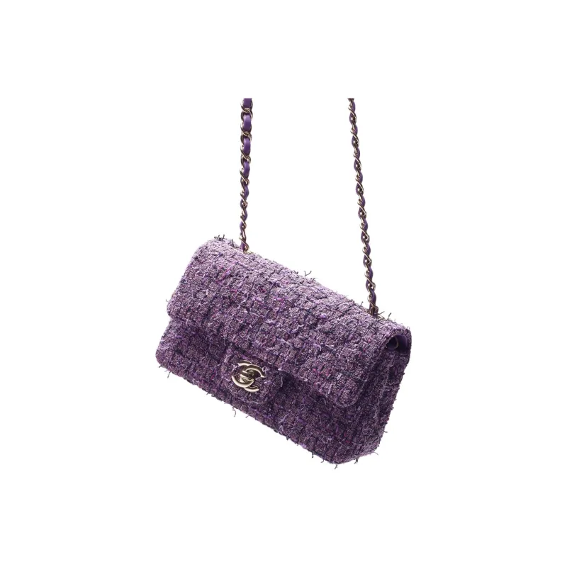 CHANEL Tweed Shoulder Bag, Crossbody Bag Mini Women's Purple-2