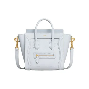 CELINE Luggage Calfskin Handbag Shoulder Bag Crossbody Bag Mini Women's Light Blue