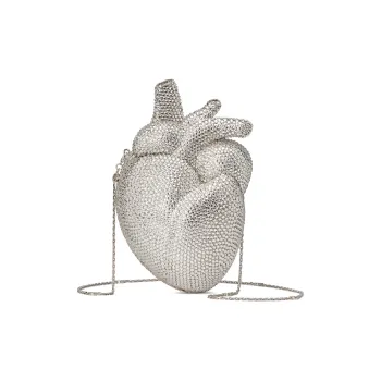 GUCCI Enamel Metal Heart Shaped Clutch, Shoulder Bag, Crossbody Bag Women's Silver White