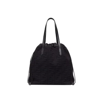 FENDI Nylon Plain Weave Fabric Material Tote Bag Shopping Bag Shoulder Bag Handbag Large Size Men's Black