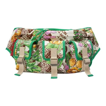 GUCCI The North Face Collaboration Nylon With Leather Combination Fanny Pack Sling Bag Unisex Green