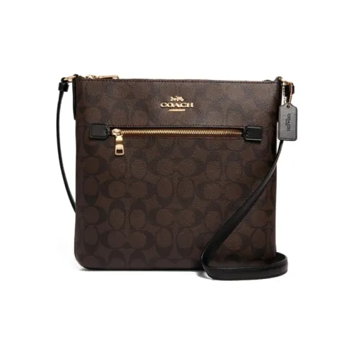 COACH Rowan PVC Shoulder Bag Crossbody Bag Medium Size Women's Brown