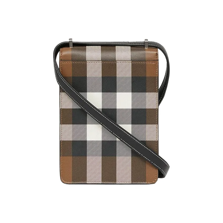 Burberry Check Print Leather Robin Bag Birch Brown-2