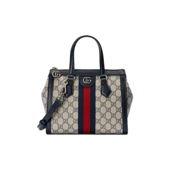 GUCCI Ophidia Canvas With Leather Tote Bag Shoulder Bag Crossbody Bag Handbag Small Size Women's Blue/Beige