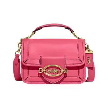 COACH Hero Leather Crossbody Bag Small Size Women's Pink