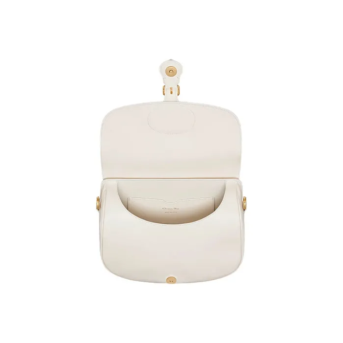 DIOR Bobby Polished Calfskin Shoulder Bag Crossbody Bag Large Size Women's Milk White-3