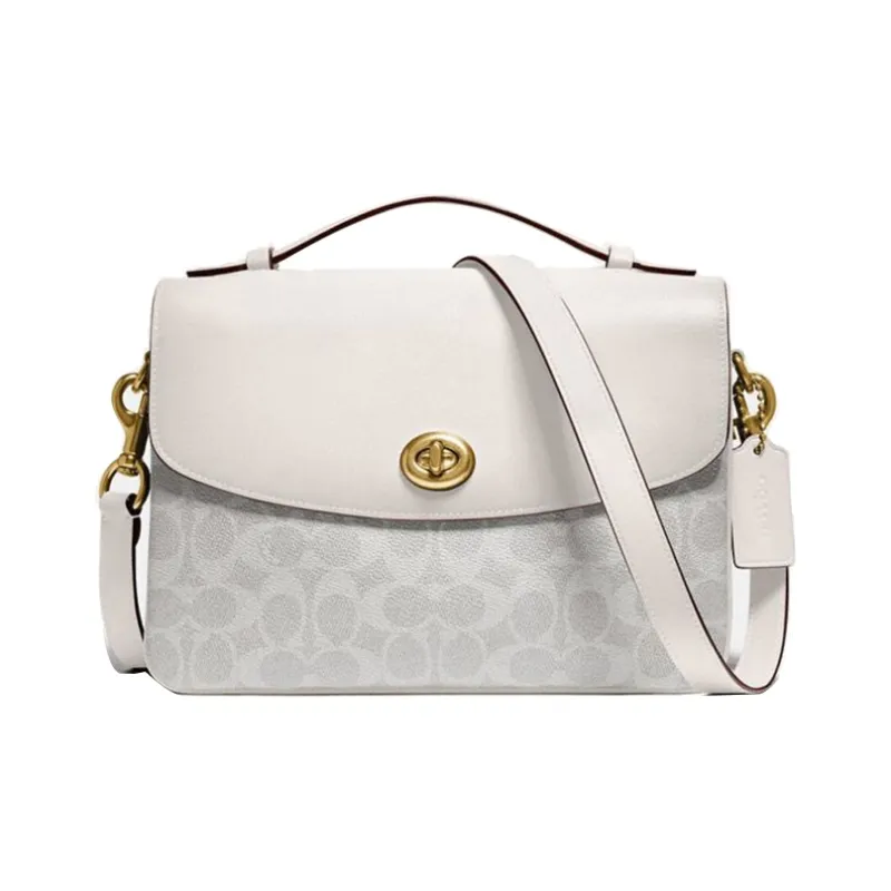 COACH Cassie Leather PVC Messenger Bag Handbag Shoulder Bag Crossbody Bag Medium Size Women's White-0