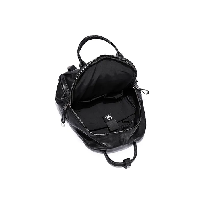 Ace Paul Top Grain Cow Leather Backpack Large Size Men's Black-4
