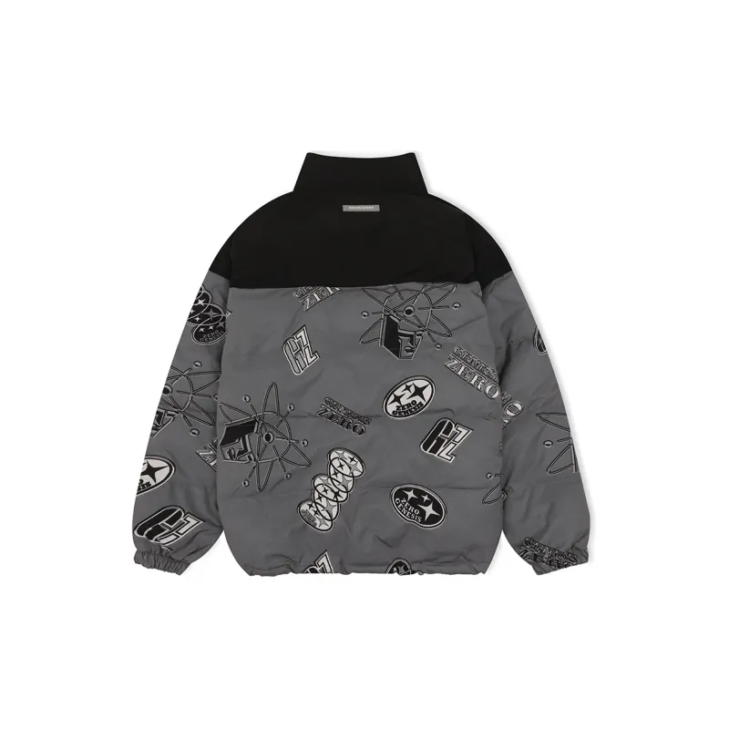 PCMY x Genesiszero Letter Geometric Pattern Stand Collar Loose Fit Thickened Puffer Jacket Unisex-6