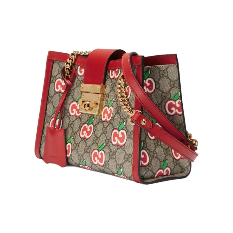 GUCCI Canvas With Leather Tote Bag Shopping Bag Portable Crossbody Bag Shoulder Bag Women's Ebony & Red-1