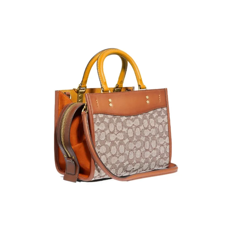 COACH Rogue Textile Paper Bag Shoulder Bag Crossbody Bag Handbag Medium Size Women's Brown & Monogram-1