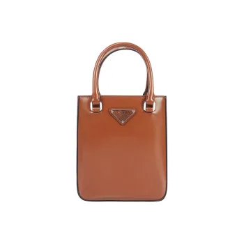 PRADA Leather Handbag Shoulder Bag Crossbody Bag Tote Small Size Women's Brown