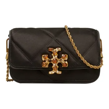 TORY BURCH Eleanor Leather Cell Phone Pouch, Card Holder, Crossbody Bag Women's Black