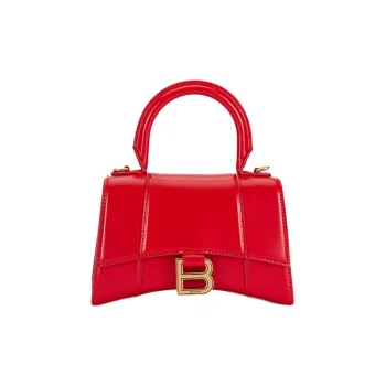 Balenciaga Hourglass Calfskin Handbag Shoulder Bag Women's Red