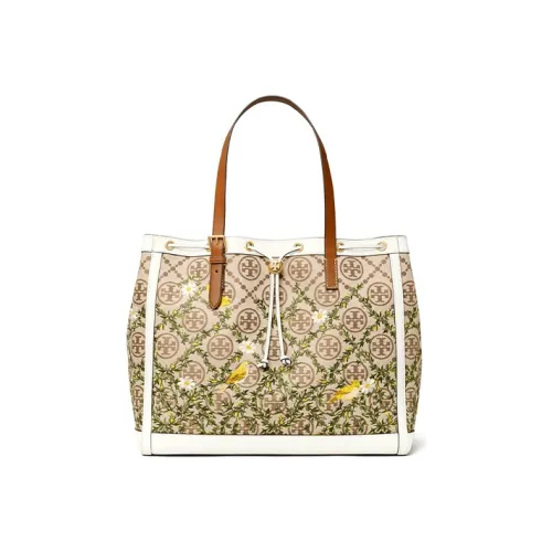 TORY BURCH T Monogram Leather Tote Bag Shopping Bag Shoulder Bag Handbag Women's Light Brown