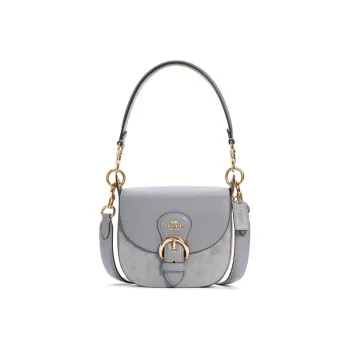 COACH Kleo Leather Saddle Bag Portable Crossbody Bag Shoulder Bag Small Size Women's Blue Gray