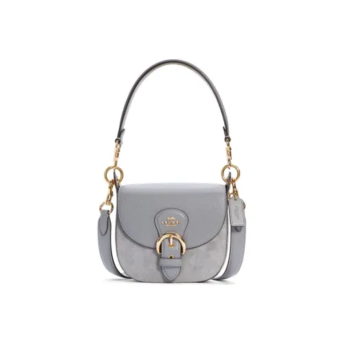 COACH Kleo Leather Saddle Bag Portable Crossbody Bag Shoulder Bag Small Size Women's Blue Gray