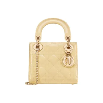 DIOR Lady Dior Patent Leather Cowhide Dior Bag Shoulder Bag Crossbody Bag Handbag Mini Women's Yellow