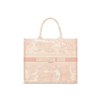 DIOR BookTote Fabric Handbag Large Size Women's Candy Color/Cherry Blossom Pink