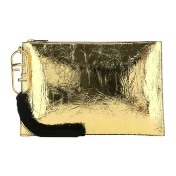 FENDI Leather Handbag Women's Gold