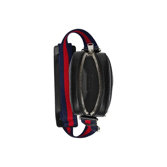 GUCCI Canvas With Leather Messenger Bag Shoulder Bag Crossbody Bag Men's Black Gray Color-5