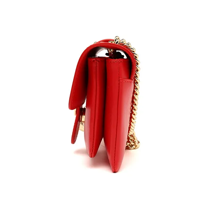 PINKO Cow Leather Swallow Bag Shoulder Bag Women's Red-3