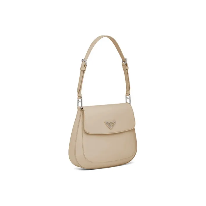 PRADA Cleo Leather Shoulder Bag Crossbody Bag Women's Desert Beige-1