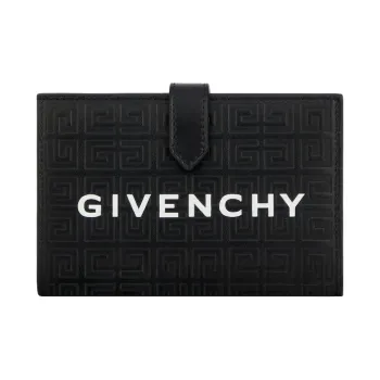 GIVENCHY Cow Leather Coin Purse Card Holder Money Clip Unisex Black