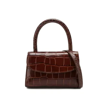 By Far Croco Cow Leather Crossbody Handbag Regular Women's Coffee