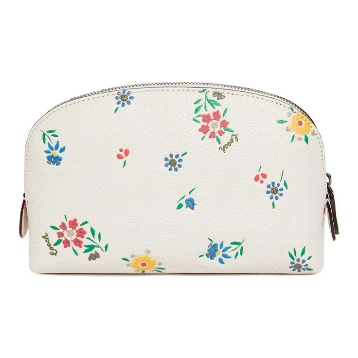 COACH Leather Makeup Bag, Toiletry Bag Trumpets Women's White-3