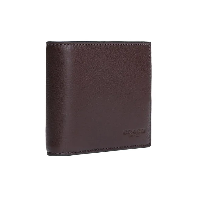 COACH 3 IN 1 Wallet Litchi Grain Cow Leather Wallet Men's Coffee-1