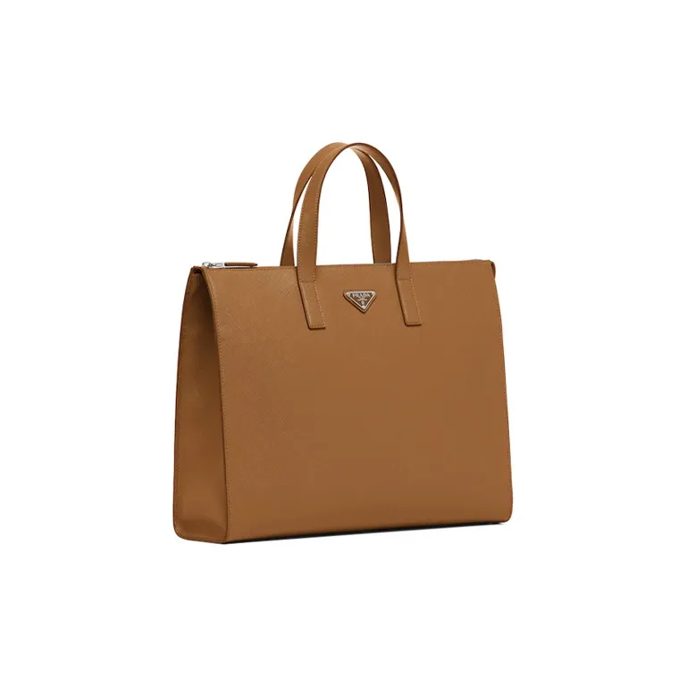 PRADA Saffiano Leather Tote Bag Shopping Bag Handbag Men's Cinnamon-1