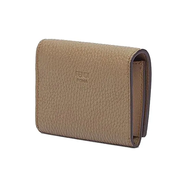 FENDI Peekaboo Roman Nappa Leather Business Card Holder Wallets Women's Light Brown-2