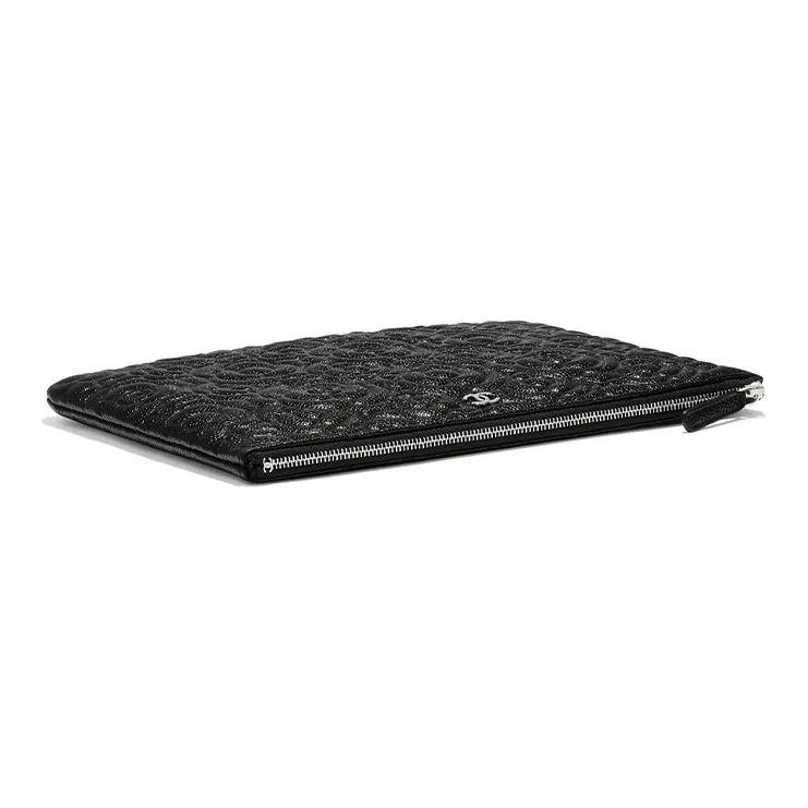 CHANEL Cow Leather Pouch, Clutch Women's Black-3