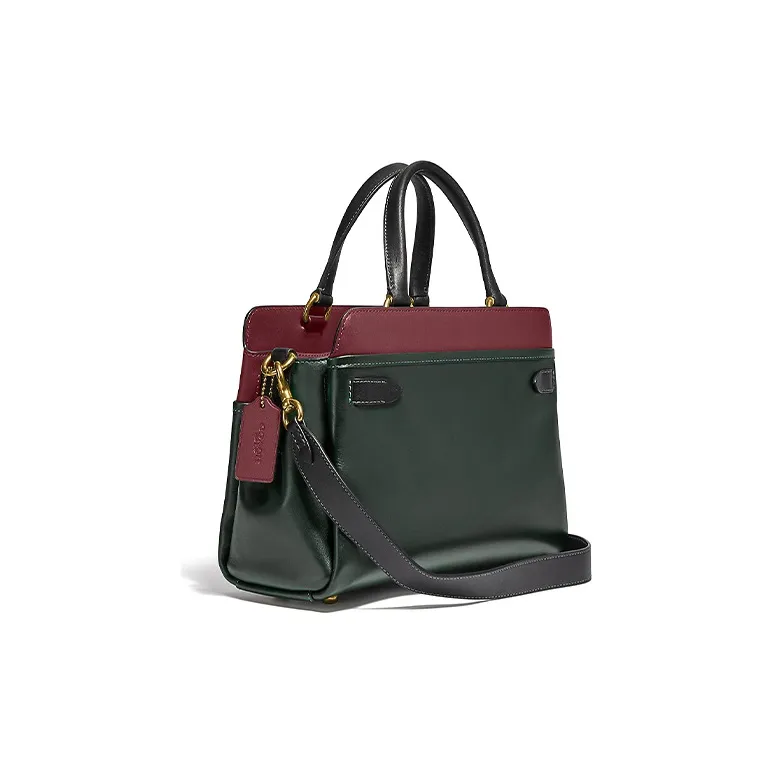 COACH Tate Leather Shoulder Bag Crossbody Bag Handbag Large Size Women's Green & Red-1