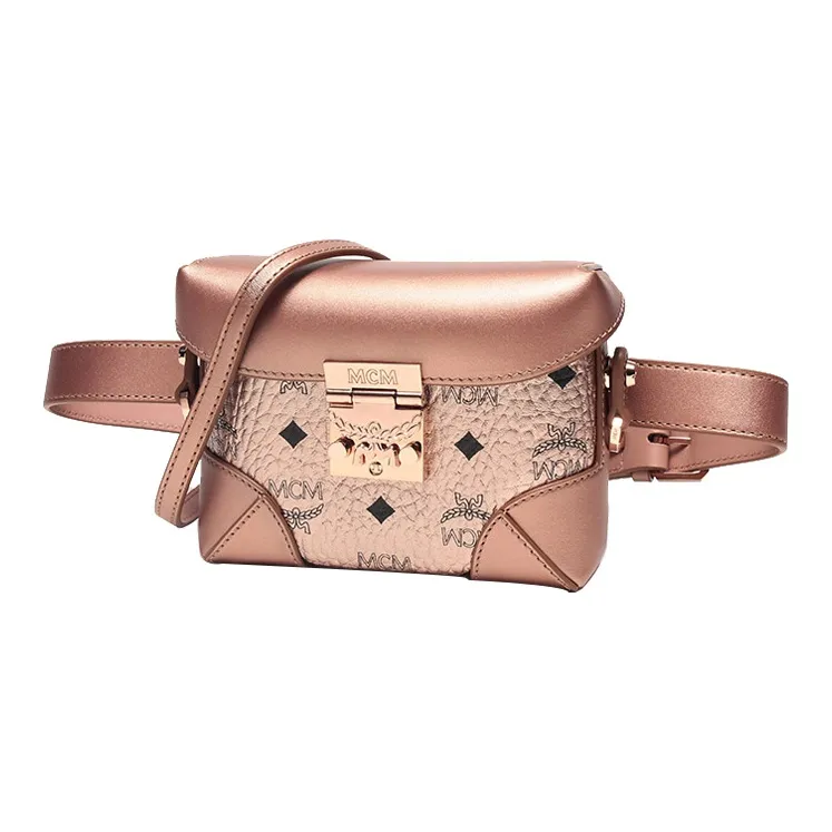 MCM Canvas Crossbody Fanny Pack Regular Women's Champagne Gold-1