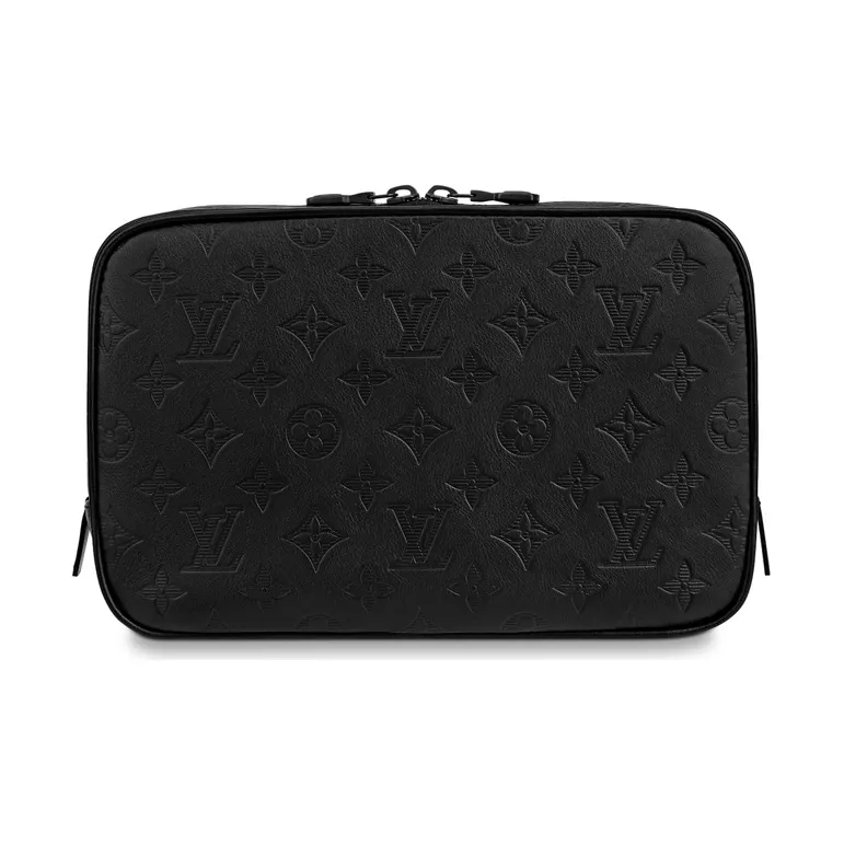 LOUIS VUITTON Leather Toiletry Bag Tubas Men's Black-2