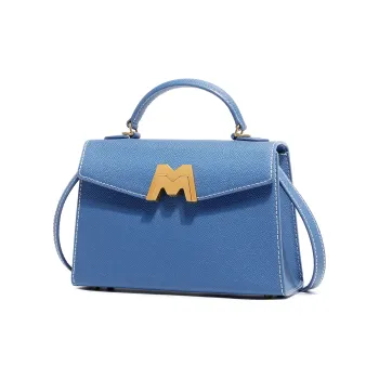 Miss Kung Cow Leather Crossbody Bag Portable Kelly Bag Crossbody Bag Regular Women's Autumn Leaves Blue