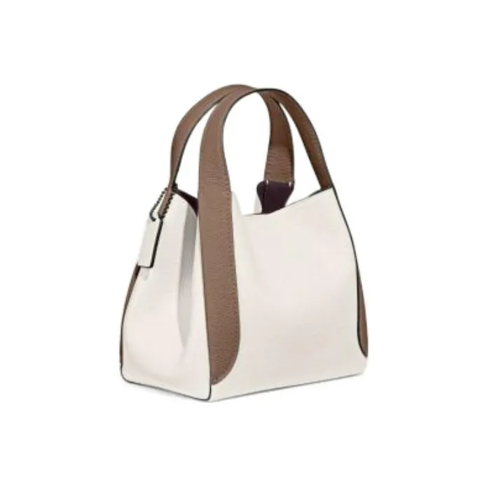 COACH Hadley Pebbled Leather Basket Bag Portable Crossbody Bag Shoulder Bag Small Size Women's White & Brown-1