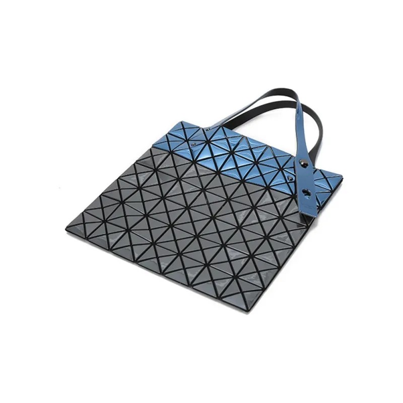 ISSEY MIYAKE Platinum PVC Tote Bag, Shopping Bag, Handbag Regular Women's Metal Blue Gray-4