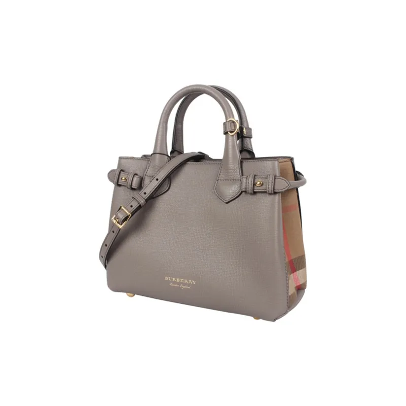 Burberry The Banner Series Cow Leather One Shoulder Handbags Women's Gray-1