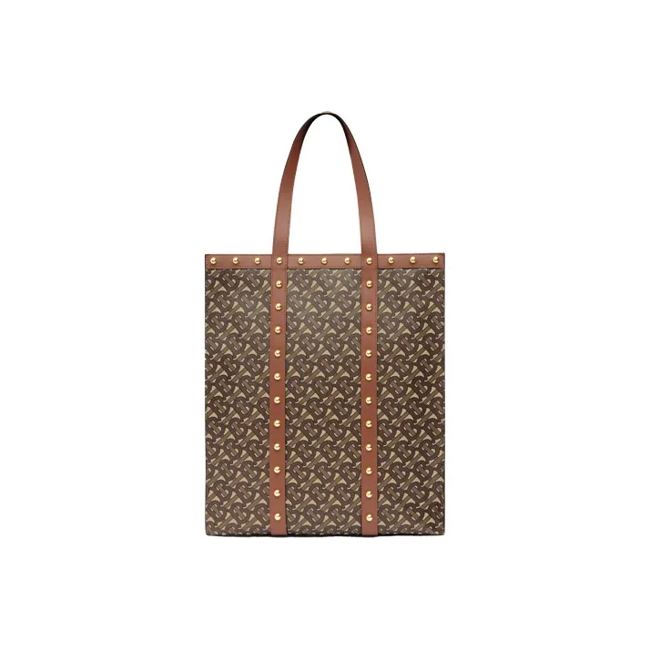 Burberry Cow Leather Tote Bag Shopping Bag Handbag Women's Tan-3